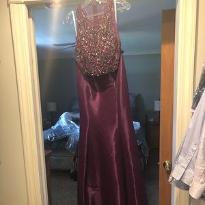 Purple beaded prom dress